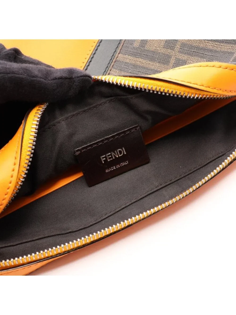 Fendi Shoulder Bag Diagonal Camera Case Zucca Brown Black Orange Leather